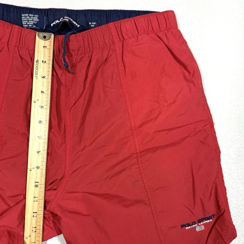 Polo Ralph Lauren Sport Swim Trunks Mens Large USA Flag‎ Logo Y2K Board Shorts